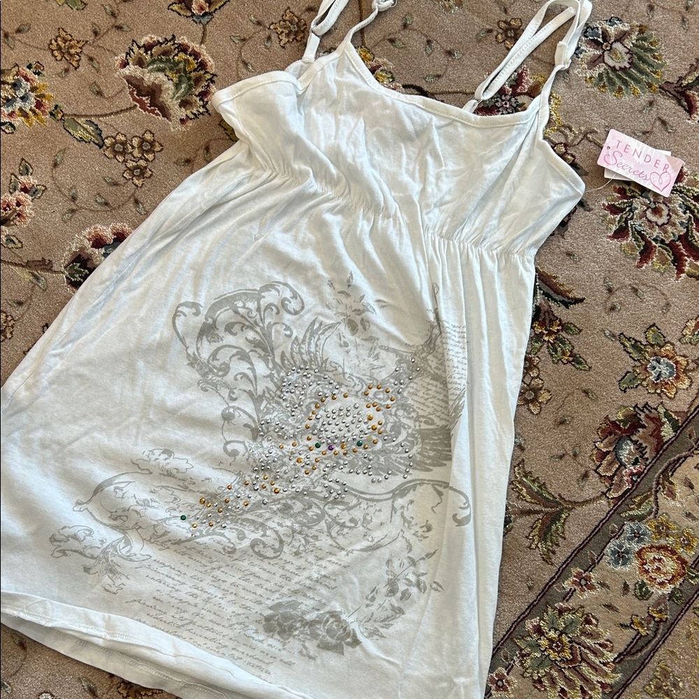 White Cotton Summer Swim Cover up Dress-sz M